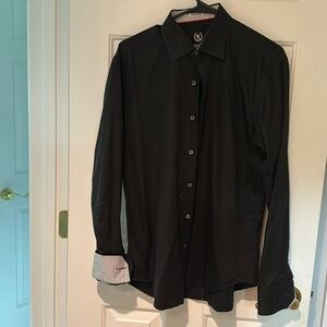 Bugatchi shaped fit black button-down dress shirt